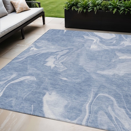 Homeroots 5' X 8' Blue And Sky Blue Abstract Washable Indoor Outdoor Area Rug 587471