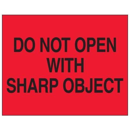 Bsc Preferred 8 x 10'' - ''Do Not Open with Sharp Object'' Fluorescent Red Labels DL1631