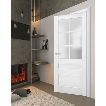 Sartodoors Interior Solid French Door White Solid Core Modern Interior VEREGIO7339ID-WS-18