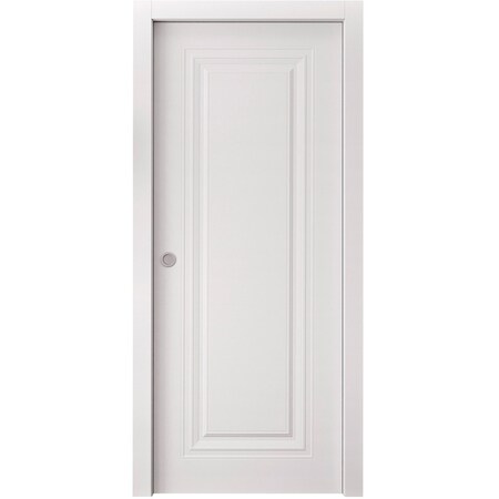 Sartodoors Sliding Pocket Door 18 x 84 inches, BASIC 9111 White, Kit Rail Hardware, Solid Wood Interior Bedr BASIC9111PD-SKIN-1884