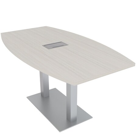 Skutchi Designs Boat Conference Table With Power Unit, 36 in W, 60 in L, Ivory HAR-BOT-36x60-DOU-K458-ESIL