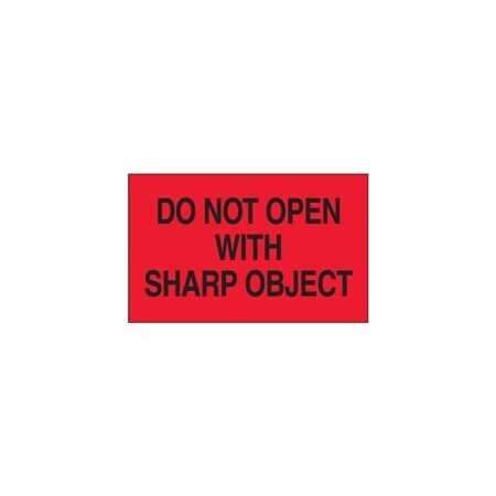 Bubblefast 3 x 5'' - ''Do Not Open with Sharp Object'' Fluorescent Red Labels BFDL2221