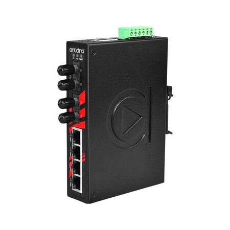 Antaira 6-Port Industrial PoE+ Unmanaged Ethernet Switch, w/4*10/100Tx (30W/Port), 2 LNP-0602-ST-M