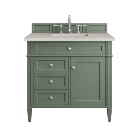 James Martin Vanities Brittany 36" Single Vanity, Smokey Celadon, w/ 3 CM Siberian Silestone Top 650-V36-SC-3SFR