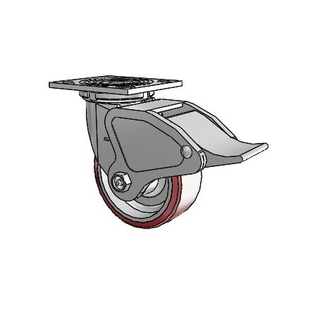 Colson 4 Series Swivel Plate Caster 4.05109.939 BRK4 Polyurethane With Brake 5" Dia. 1000 Lb. 4.05109.939 BRK4