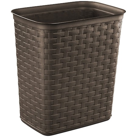 Sterilite Waste Basket, 3.4 gal Capacity, Plastic, Espresso, 12-5/8 in H 10346P06