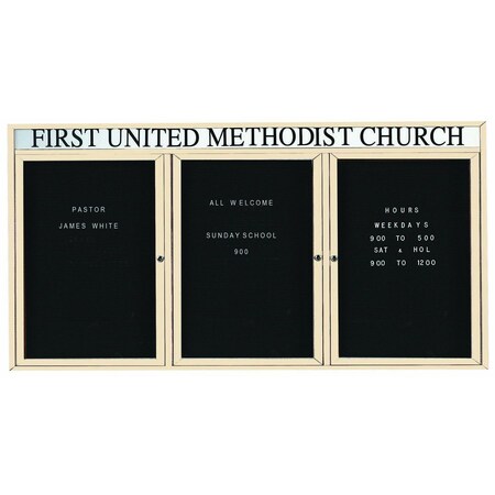 Aarco Outdoor Enclosed Directory w/ Al Frame Header, Powder Coated Ivory, 48''Hx96''W OADC4896-3HIV
