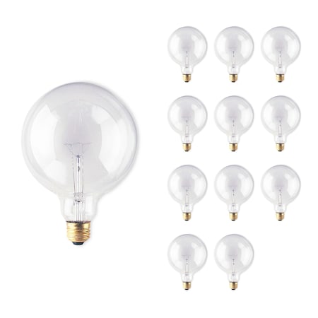 Bulbrite Pack of 12 Incandescent G40 Medium Screw Base E26 Light Bulb, 60 Watt, Clear, 12PK 861133