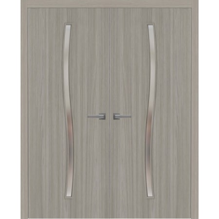 Sartodoors Interior Solid French Double Doors 48 x 96 inches, BASIC 3002 Oak Franko, Wood Interior Solid Pane BASIC3002DD-DUFR-4896