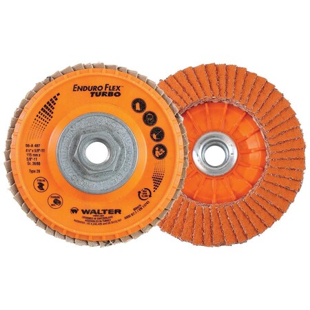 Walter Surface Technologies Walter ENDURO-FLEX TURBO Flap Disc, 4-1/2", 36/60 Grit 06A487