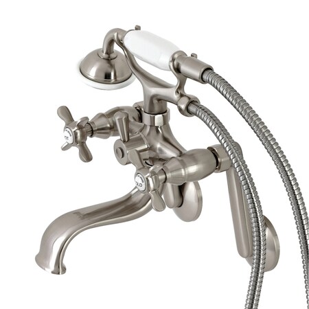 Kingston Brass Tub Wall Mount Clawfoot Tub Faucet with Hand Shower, Brushed Nickel KS249SN