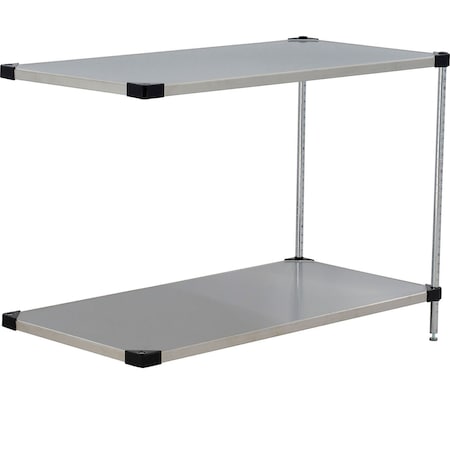 Global Industrial Nexel 2 Shelf, Stainless Steel Solid Shelving Unit, Add On, 36"W x 24"D x 34"H B3152424