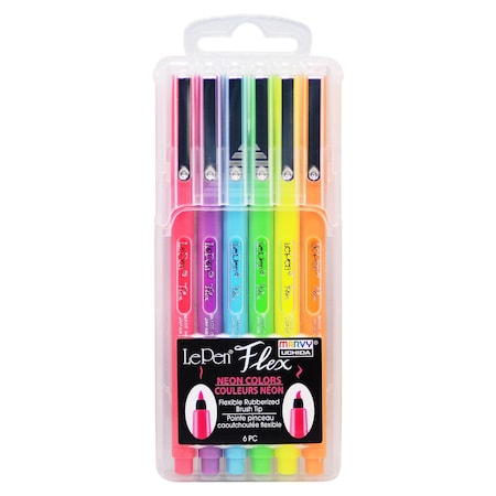 Marvy Uchida LePen Flex, 6 Neon Colors UCH48006F