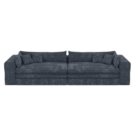 Homeroots 162" Gray Corduroy Compression Foam Sofa 719546