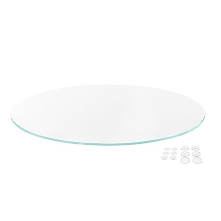 Fab Glass And Mirror 28in Round Ultra Clear Glass Table Top, Flat Edge, Low Iron Extra Clear Tempered Glass 1/4 I LI-28RT6THFL