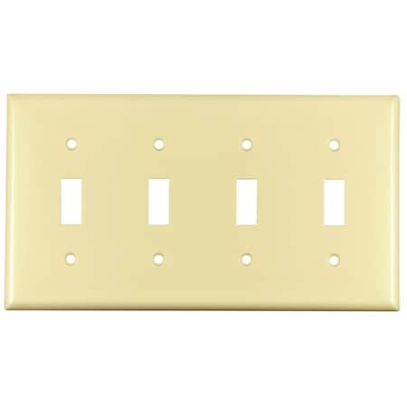 Eaton Wiring Devices Wallplate, 4-1/2 in L, 8.19 in W, 4 -Gang, Thermoset, Ivory, High-Gloss 2154V-BOX