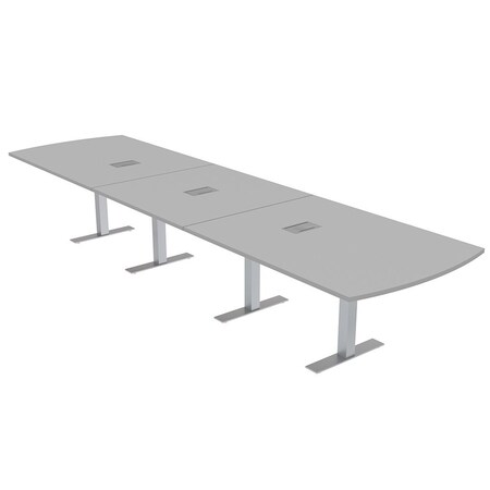 Skutchi Designs 16ft Arc Rectangle Conference Table With Power | Harmony Series | 16 Person Meeting Room Table HAR-AREC-48X192-T-U779-ESIL