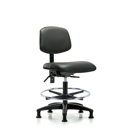 Blue Ridge Ergonomics Vinyl Chair, Med Bench, Tilt, Foot Ring, Glides, Carbon BR-VMBCH-RG-T1-A0-CF-RG-8823
