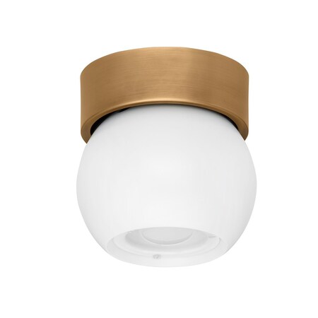 Troy Lighting Odin 1 Light Flush Mount 5.5 In. Patina Brass And Soft White C1406-PBR/SWH