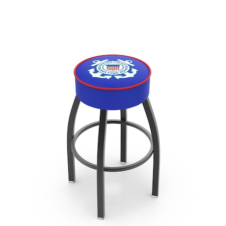 Holland Bar Stool Co 25" U.S. Coast Guard Cushion Seat, Blk Wrinkle Base Swivel Bar Stool L8B125CstGrd