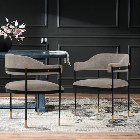 Manhattan Comfort Modern Lia Boucle Dining Armchair in Stone DC074-ST