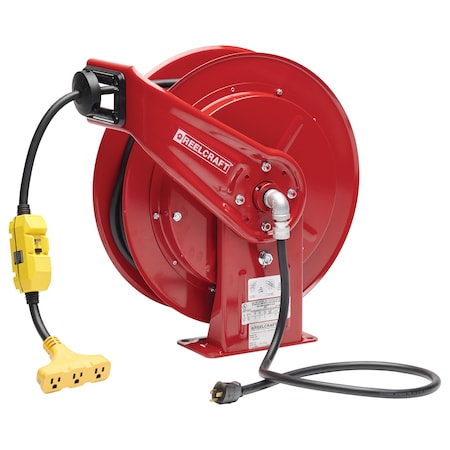 Reelcraft Reelcraft, Cord Reel, Triple Outlet GFCI, 100 ft., 15AMP L 70100 123 9G