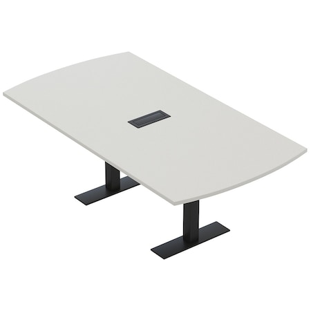 Skutchi Designs 7ft Conference Table W/ Power Unit | 6 Person Modular Arc Rectangle Meeting Table | Harmony Series HAR-AREC-48X84-T.BK-U779-EBLK