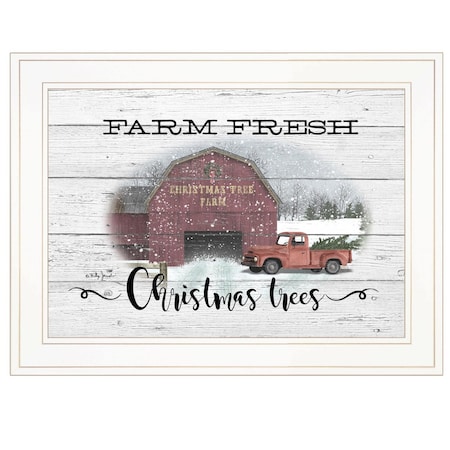 Homeroots Farm Fresh Christmas Trees 2 White Framed Print Wall Art 406698