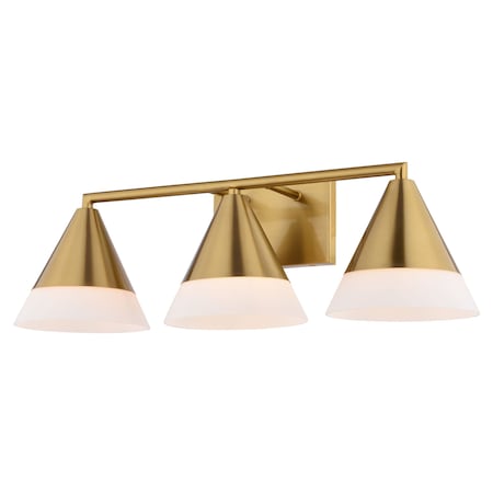 Vaxcel Winthrop 25.25 in 3-Light Gold Modern Bathroom Vanity Fixture, White Glass Shade W0508