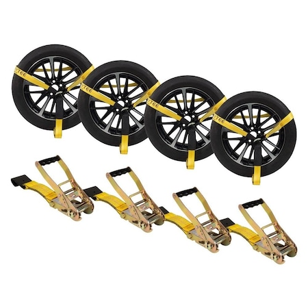 Mytee Products 2inx10ft Side Mount Wheel Net with Ratchet Lasso Straps & Flat Hook, 4PK RST-210SMx4