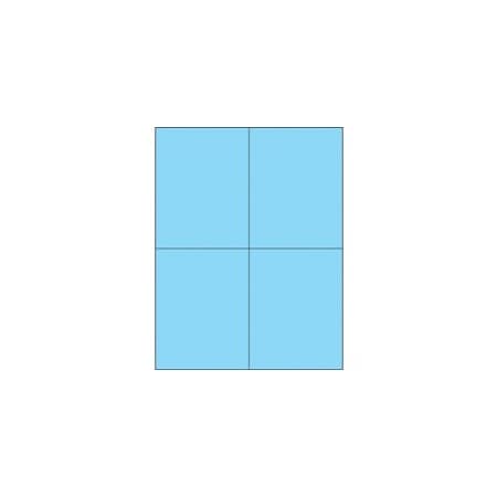 Bubblefast 4 1/4 x 5 1/2'' Fluorescent Pastel Blue Rectangle Laser Labels-4 Labels per Sheet BFLL183BE