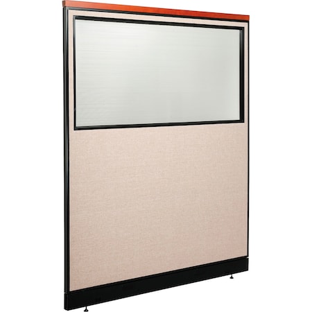 Global Industrial Interion Deluxe Office Partition Panel w/Partial Window and Raceway 60-1/4"W x 101-1/2"H Tan 695790DWNTN