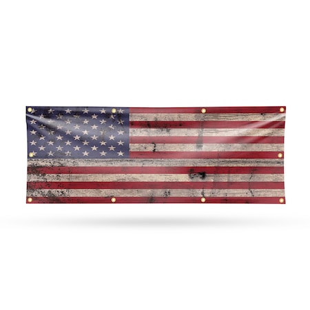 Signmission Rusty American Flag, 36 Inch x 96 Inch, Vinyl Banner B-96-30841