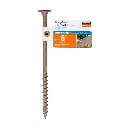 Simpson Strong-Tie Strong-Drive SDWS Timber Screw, 6 in L, Serrated Thread, Washer Head, Steel SDWS22600DB-RP1