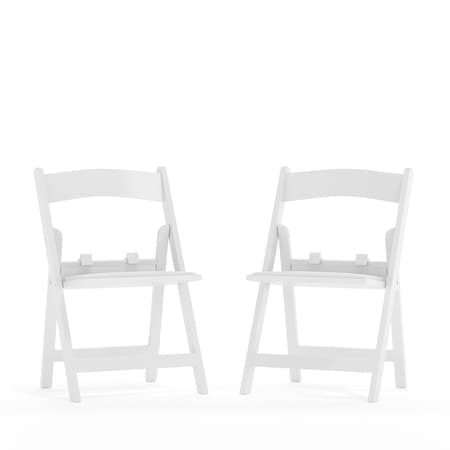 Flash Furniture Kids White Resin Folding Chair with White Vinyl Padded Seat, PK2 2-LE-L-1K-GG