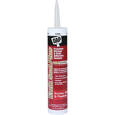 Dap Kwik Seal Plus 10.1 Oz. Clear Premium Kitchen & Bath Adhesive Sealant 7079818516