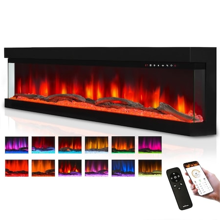 Edendirect 50 in. 3-Sided Freestanding Electric Fireplace Insert in Black with 13-Flame Colors, Remote Control ZR-BL50