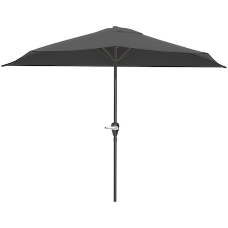Pure Garden Half Umbrella Outdoor Patio Shade 9 ft Patio Umbrella w/ Easy Crank Small Canopy 50-LG1422