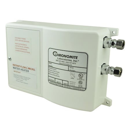 Chronomite Instant-Flow C-Micro 0.20 GPM Point of Use Electric Tankless Flow Water Heater, 20 Amp, 240V, 4800W CM-20L/240 104
