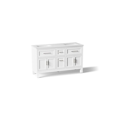 Kohler Quo 60" bathroom vanity cabinet with sinks and quartz top 31246-ASB-0