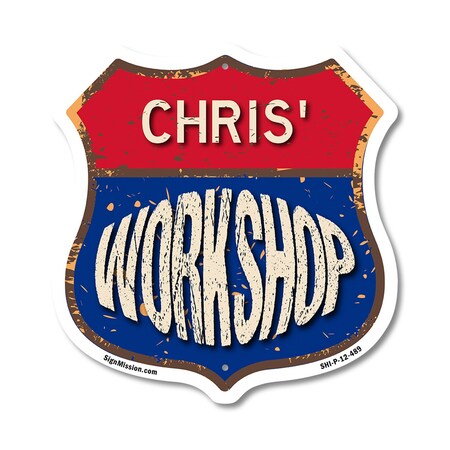 Signmission Chris's Workshop, 12 Inch X 12 Inch, Plastic Sign SHI-P-12-489-CHRIS