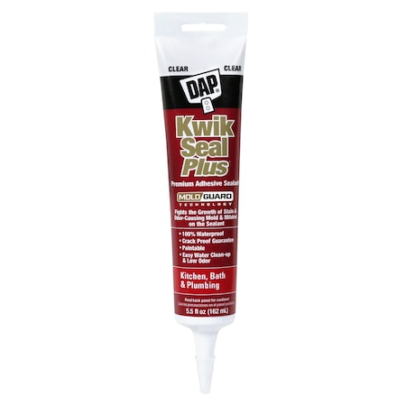 Dap Acrylic Latex Sealant, 6 oz, Tube, Clear, Acrylic Latex Base, Kwik Seal Plus 18546