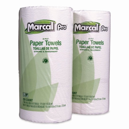 Marcal Premium Recycled Kitchen Roll Towels, 2-Ply, 11 x 8.8, White, 12PK 250HC