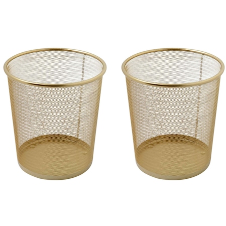 Martha Stewart Ryder Gold Mesh Metal Trash Cans for Home or Office, 4.5 Gallon Capacity, 2PK HH-OHD21-GLD-02-MS