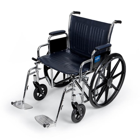 Medline Excel Extra-Wide Wheelchair, 20in Seat, Removable Desk-Length Arms, Swing-Away Footrests MDS806700