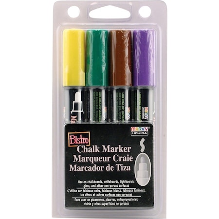 Marvy Uchida Fine Tip Chalk Markers, Set 4M, 4 Metallic Colors Per Pack, 8PK 4804D