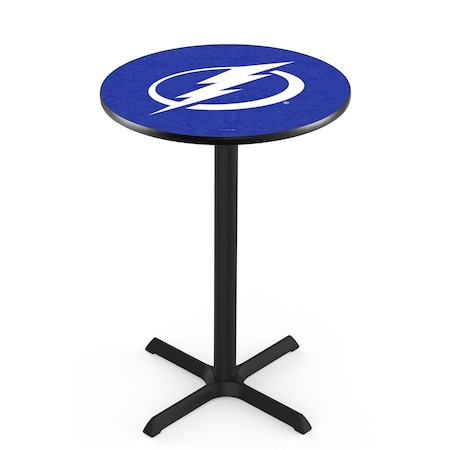 Holland Bar Stool Co 42" Blk Wrinkle Tampa Bay Lightning Pub Table, 36" dia. Top L211B4236TBLght
