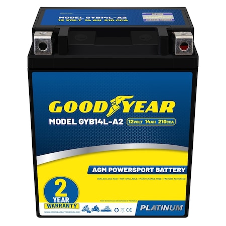 Goodyear GYB14L-A2 - 12 Volt 14 AH, 210 CCA, Rechargeable High-Performance, SLA - AGM Battery GY4140773
