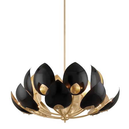Hudson Valley Lighting Lotus 16 Light Chandelier 38.5 In. Gold Leaf/Black 5739-GL/BK