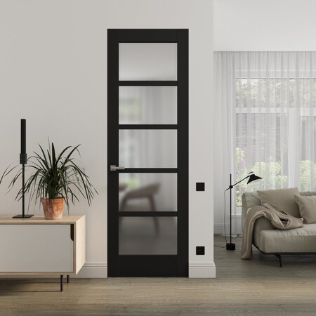 Sartodoors Hidden Door Black 24x80 Solid Core Modern Interior QUADRO4002MF-BLK-24x80-RH-I